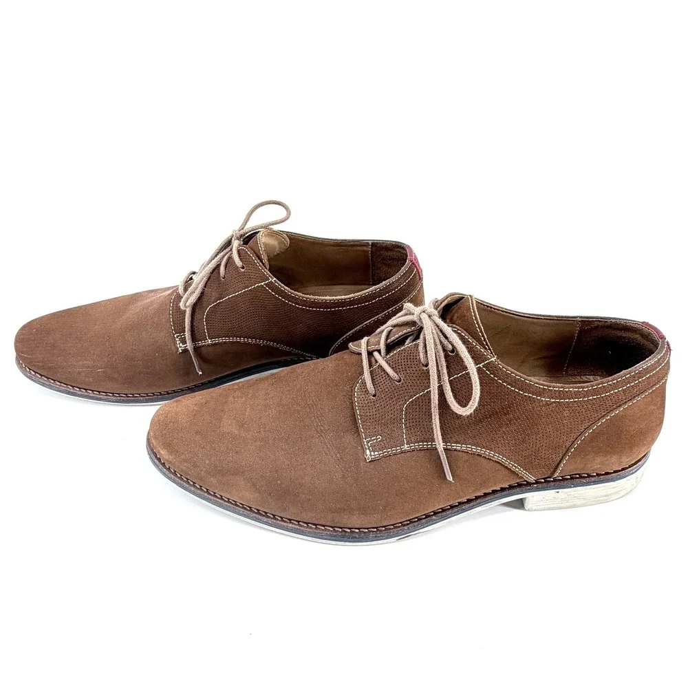 1901 Derby Shoes Mens 10M Brown Leather Suede Finish M08718 Brazil Dress Casual